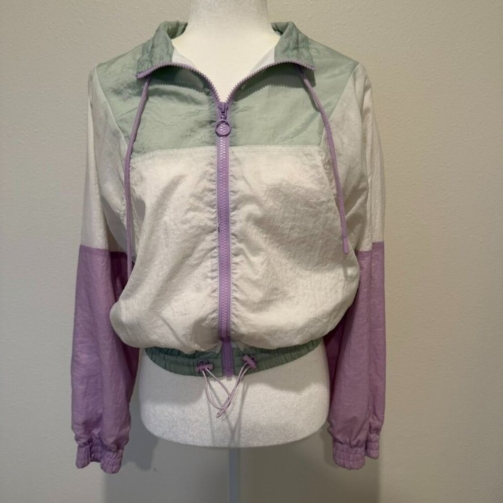 Retro 90's Style Color Block Women's Windbreaker Jacket Size Small